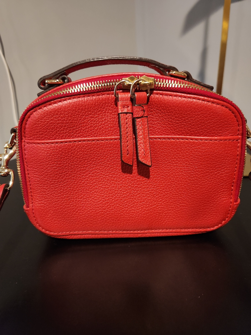 Dooney & Bourke Red Pebbled Leather Mini Crossbody with Top Handle - Picture 2 of 7